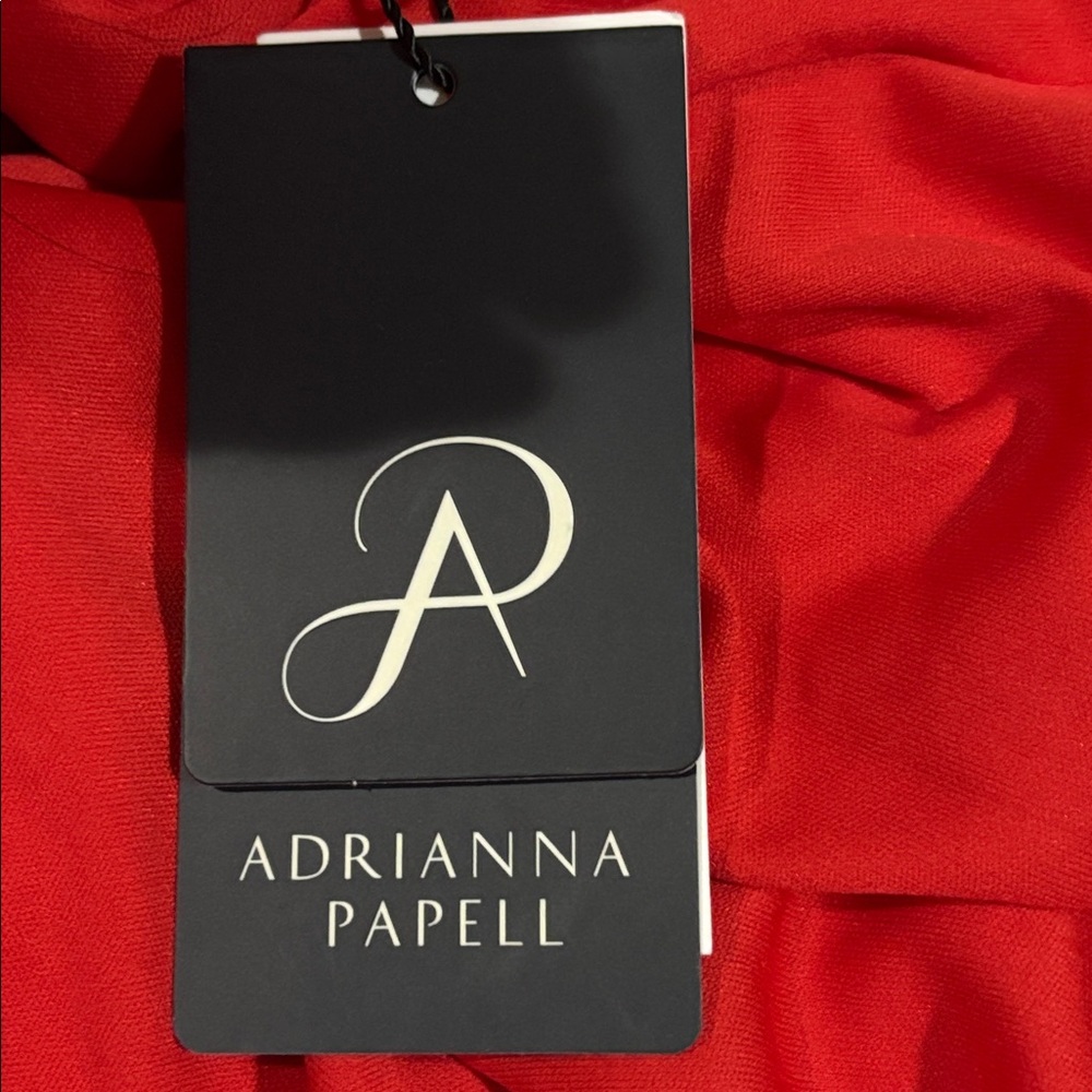 Adrianna Papell  Red Off Shoulder Asymmetric Mermaid Dress 6 - Picture 10 of 12